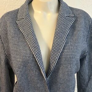 PIAZZA SEMPIONE blue / white fitted / pocketed wool blazer SZ 50 made in Italy .